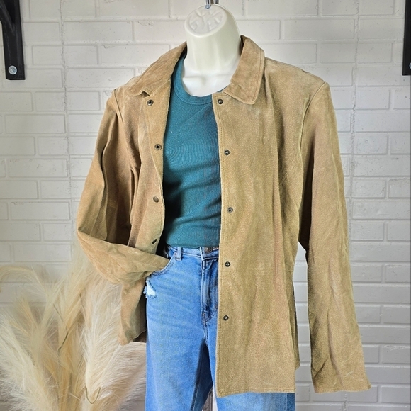 bagatelle Jackets & Blazers - Bagatelle Tan 100% Genuine Leather Suede Jacket size 14 Women